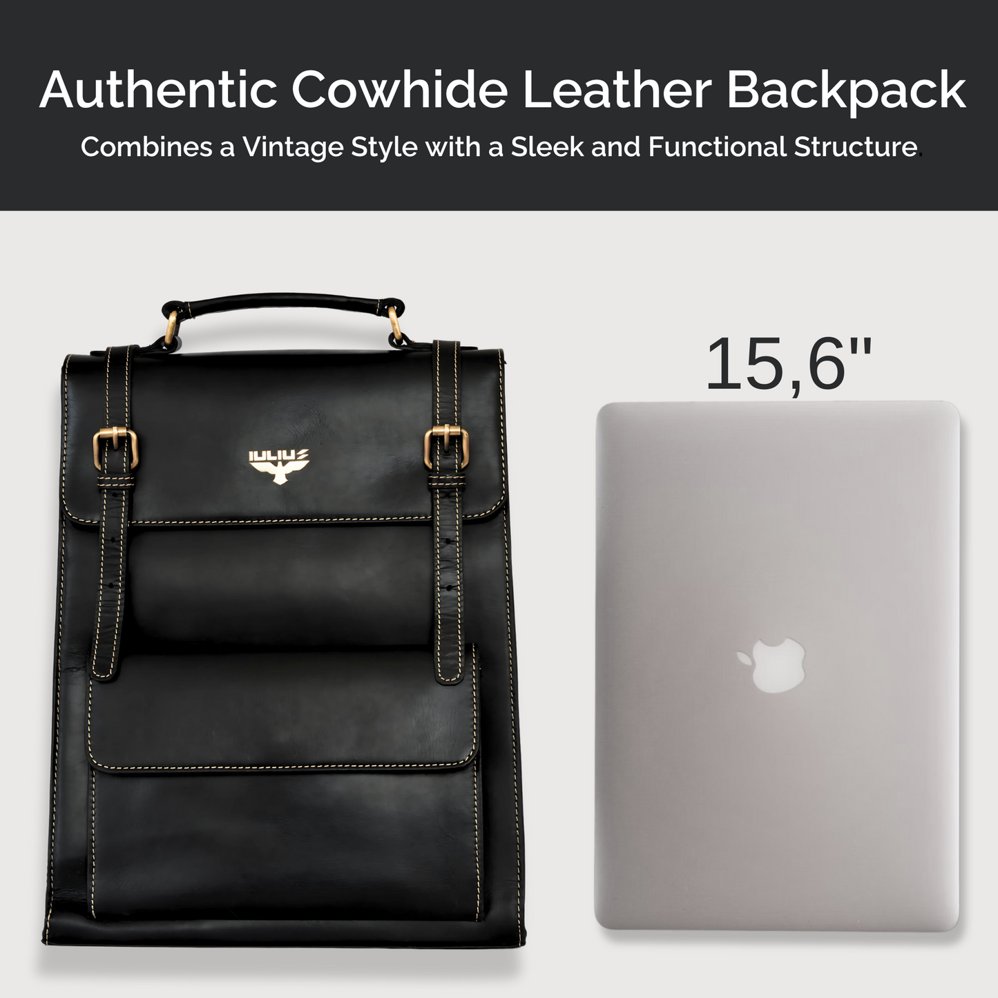 Mochila Executiva de Couro para Portáteis 15,6” – Estilo Business – IULIUS