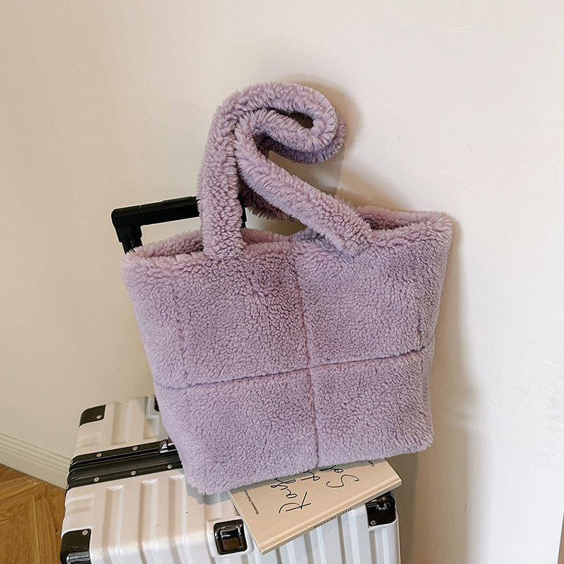 Bolso de Lujo en Peluche para Mujer – Moda Invierno, Gran Capacidad, Estilo Tote
