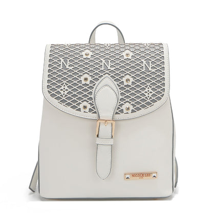 Zaino Gracie Bianco: Eleganza e Funzionalità in un unico accessorio - Luna ricamata