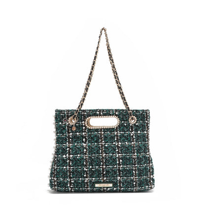 Borsa Clutch Stile Tweed Verde: Eleganza e Versatilità per le tue serate speciali - Luna Ricamata