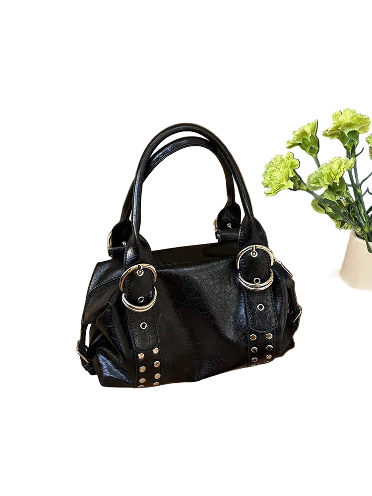 Bolso de Hombro Elegance Negro para Mujer – Piel PU Premium con Tachuelas | Grande, Moderno y Versátil