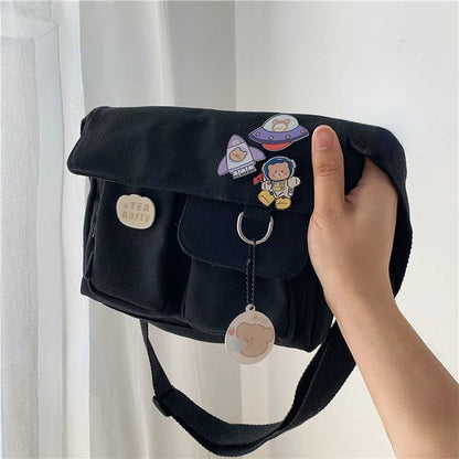 Sac à bandoulière Urban Canvas™ – Confort et Style pour toutes les occasions - Lune brodée
