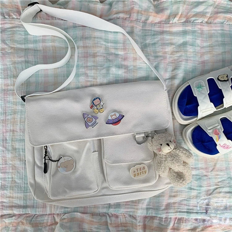 Bolsas de hombro cruzadas de lona para jóvenes, moda casual, bolso de mano para damas, bandolera de color sólido, bolsas de mensajero para chicas, mochilas escolares.