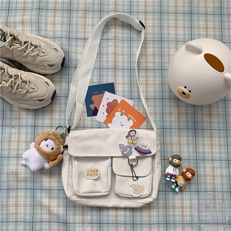 Bolsas de hombro cruzadas de lona para jóvenes, moda casual, bolso de mano para damas, bandolera de color sólido, bolsas de mensajero para chicas, mochilas escolares.