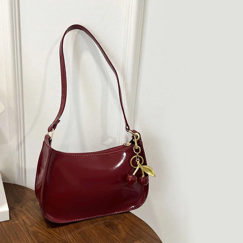 Bolso de Mujer Elegance – Bolso de Hombro Casual con Colgante de Cereza para Trabajo, Paseos y Viajes