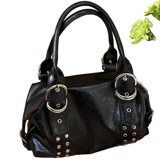 Mala de Ombro Elegance para Mulher com Tachas — Pele PU Premium Grande e Versátil