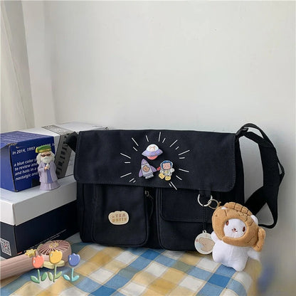 Sac à bandoulière Urban Canvas™ – Confort et Style pour toutes les occasions - Lune brodée