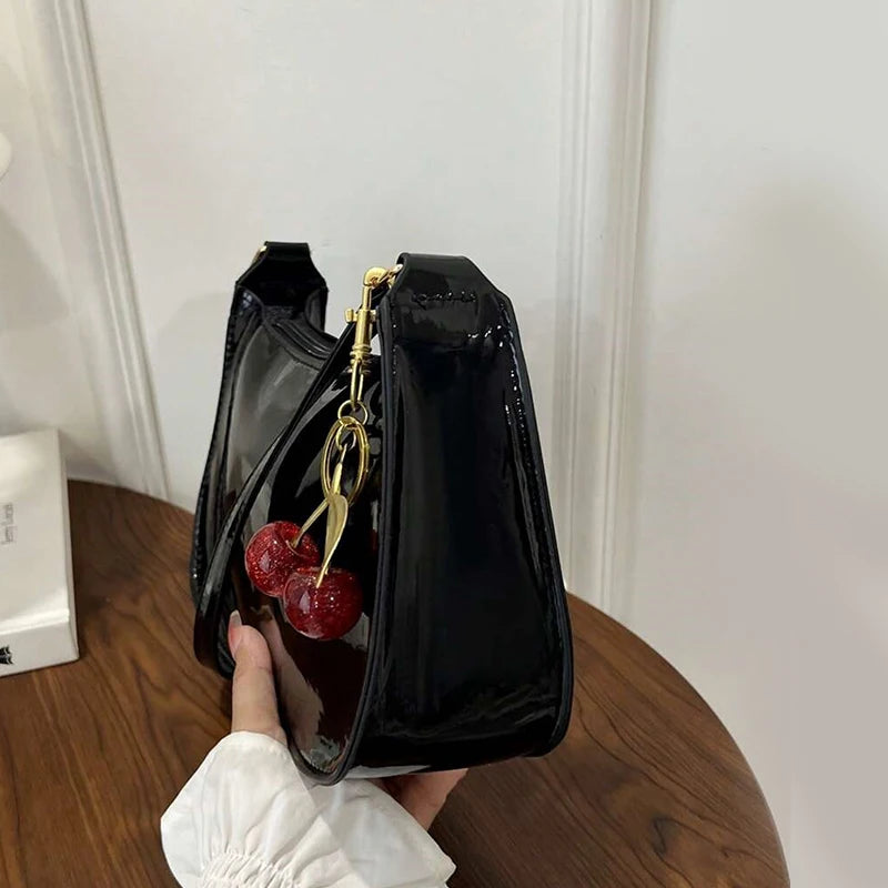 Bolso de Mujer Elegance – Bolso de Hombro Casual con Colgante de Cereza para Trabajo, Paseos y Viajes