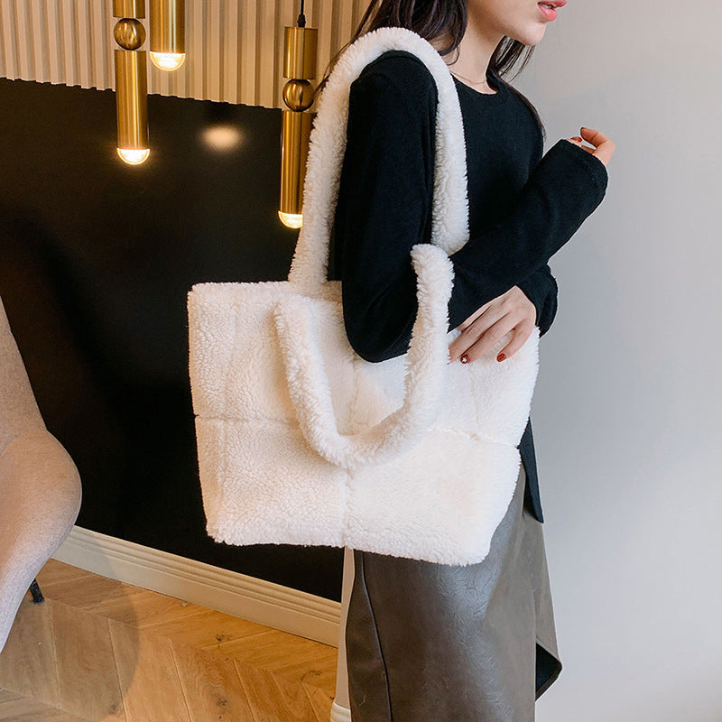 Bolso de Lujo en Peluche para Mujer – Moda Invierno, Gran Capacidad, Estilo Tote